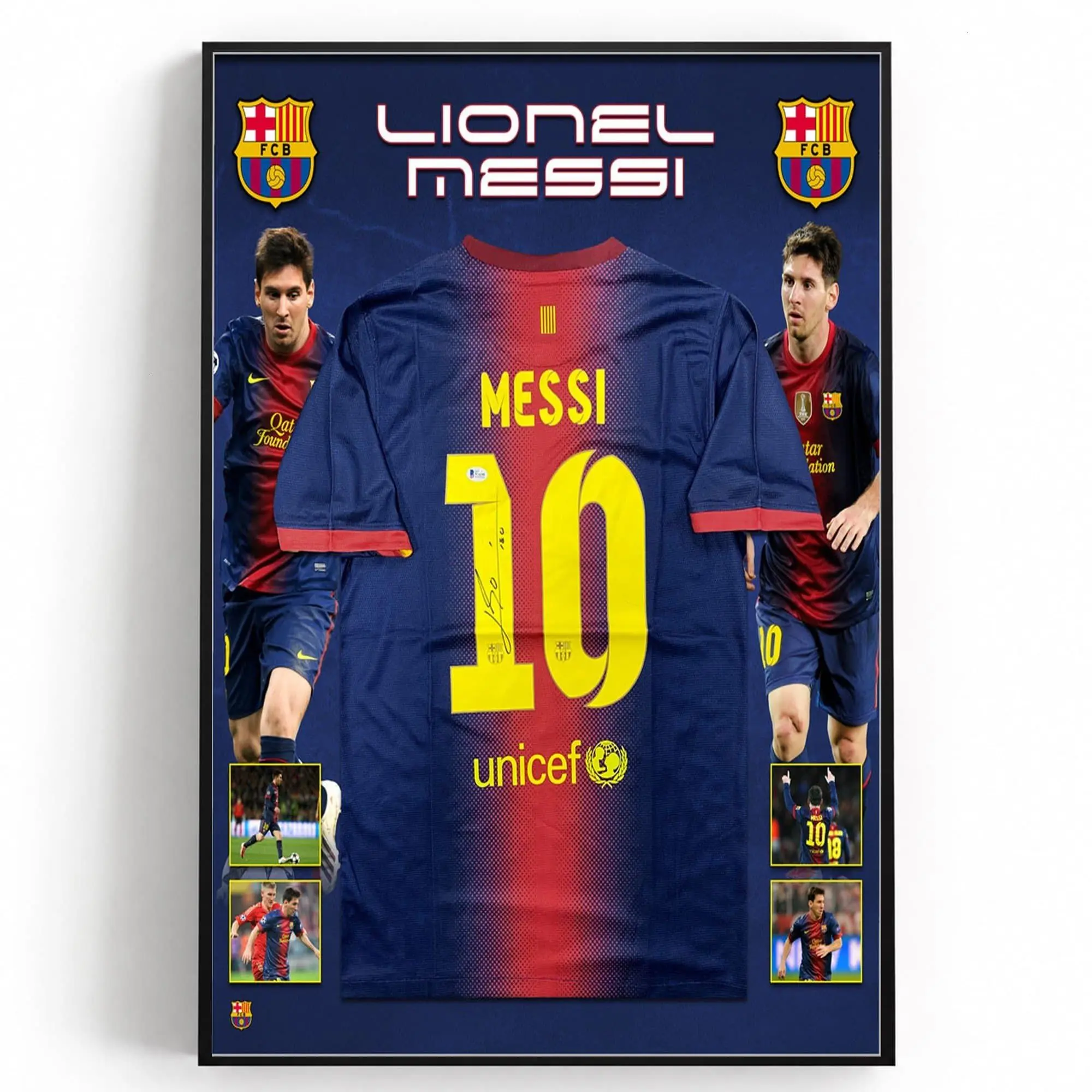 Lionel Messi Signed &  2012-13 Barcelona Jersey Poster, Fan Gift (Unframed - Print Only )