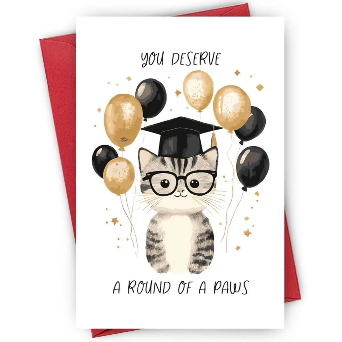 Graduation Cat Pattern Greeting Card, Creative Graduation Day Card with Envelope, Heartwarming Greeting Card for Graduate, Student, Loved Ones