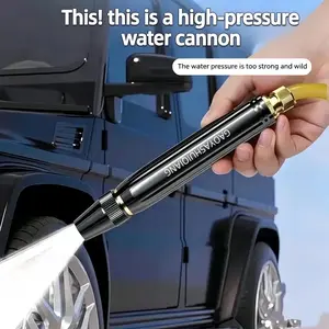 Home-use high-pressure car wash gun-featuring an adjustable nozzle, a booster nozzle, and a hose, this is an essential tool for watering plants and vegetables and cleaning the yard. It is easy to install and durable.