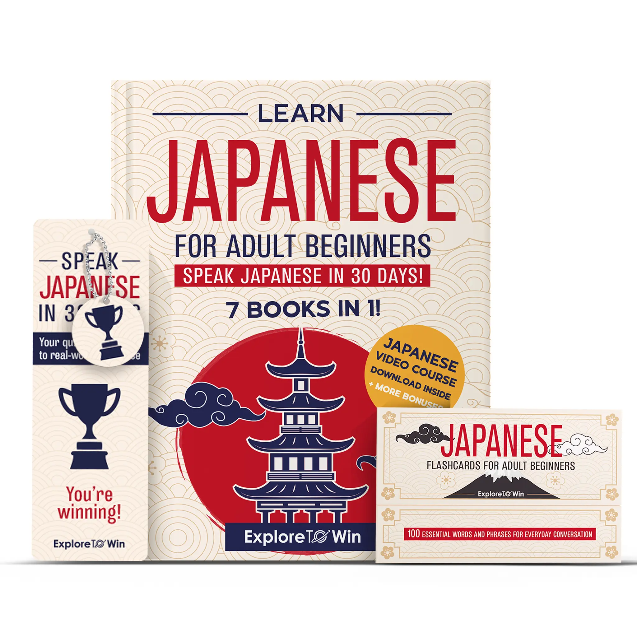 Learn Japanese for Adult Beginners: 7 Books in 1 + 100 Flashcards + Bookmark: Speak Japanese In 30 Days!