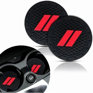 2 count  Cup Holder Coaster for Challenger Dakota Charger SRT Avenger Durango Accessories Anti Slip Cup Holder Insert Coaster (Red)