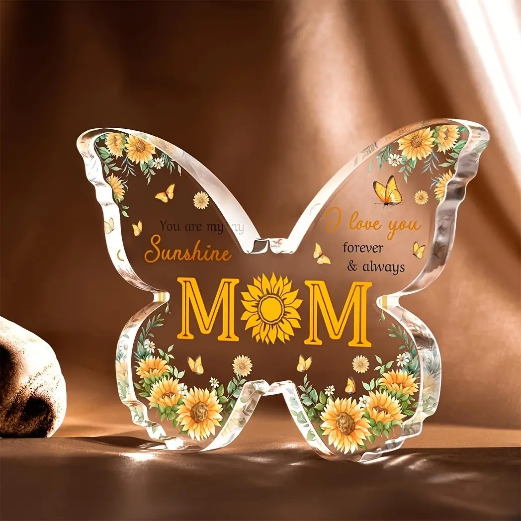 Mother’s Day gift for Mom: this acrylic butterfly ornament features sunflower designs and sweet love messages. A heartfelt keepsake to honor the amazing mom in your life, Acrylic Desktop Decoration,Mothers Day Gift,Sentimental Gift,MotherDayKeepsake