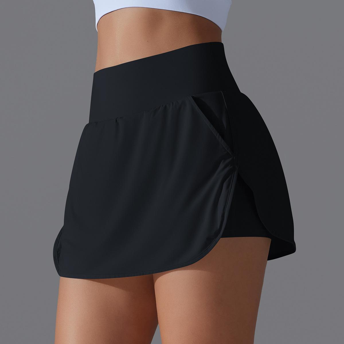 Women's High Waisted Active Performance Skort - Solid Color Navy Blue Tennis Skort with Pockets, Built-in Shorts for Gym Workouts, Running - Multi-Size Sporty Short Skirt