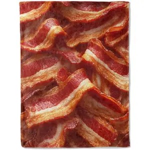 Bacon Lover's Flannel Blanket Food Enthusiasts Throw - Soft Cozy Blankets 60×80in