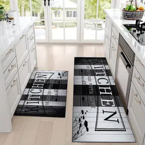 Non-Slip Kitchen Mat Set, Vintage Wood Pattern Farmhouse Design Home Decor Rugs, Vintage Runner Rug, Soft Comfortable Rug for Kitchen Living Room Bedroom Use, Washable Kitchen Rugs