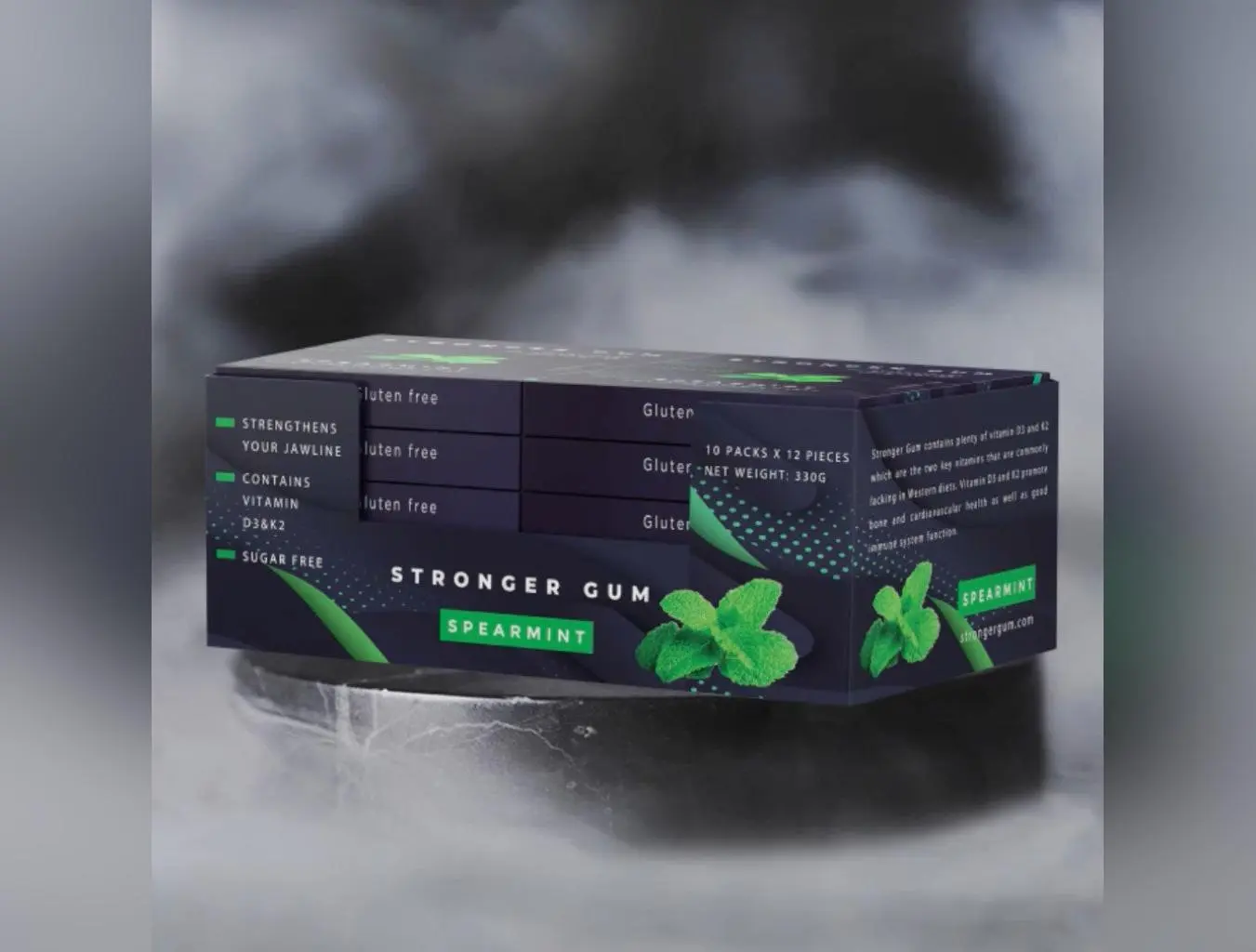 Regular: Sugar Free Spearmint, 120 pieces (330g) - Hard gum | Specific Shore Rigidity for Jaw Growth