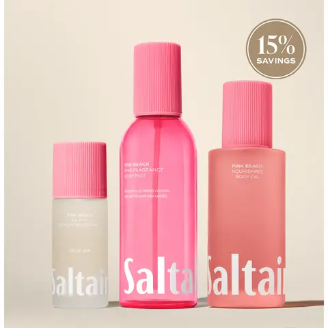 Saltair Pink Beach Trio - Coconut, Almond Blossom, Vanilla Fragrance Body Mist & Deodorant Bundle