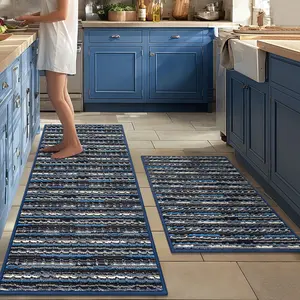 Rugs for living room, rugs for bathroom, rugs for kitchen—Hicorfe Kitchen Rug Sets (2 pieces): non-slip kitchen mats for floors; thick, stain-resistant vintage kitchen floor runner carpet for hallways, entryway, laundry room; washable.