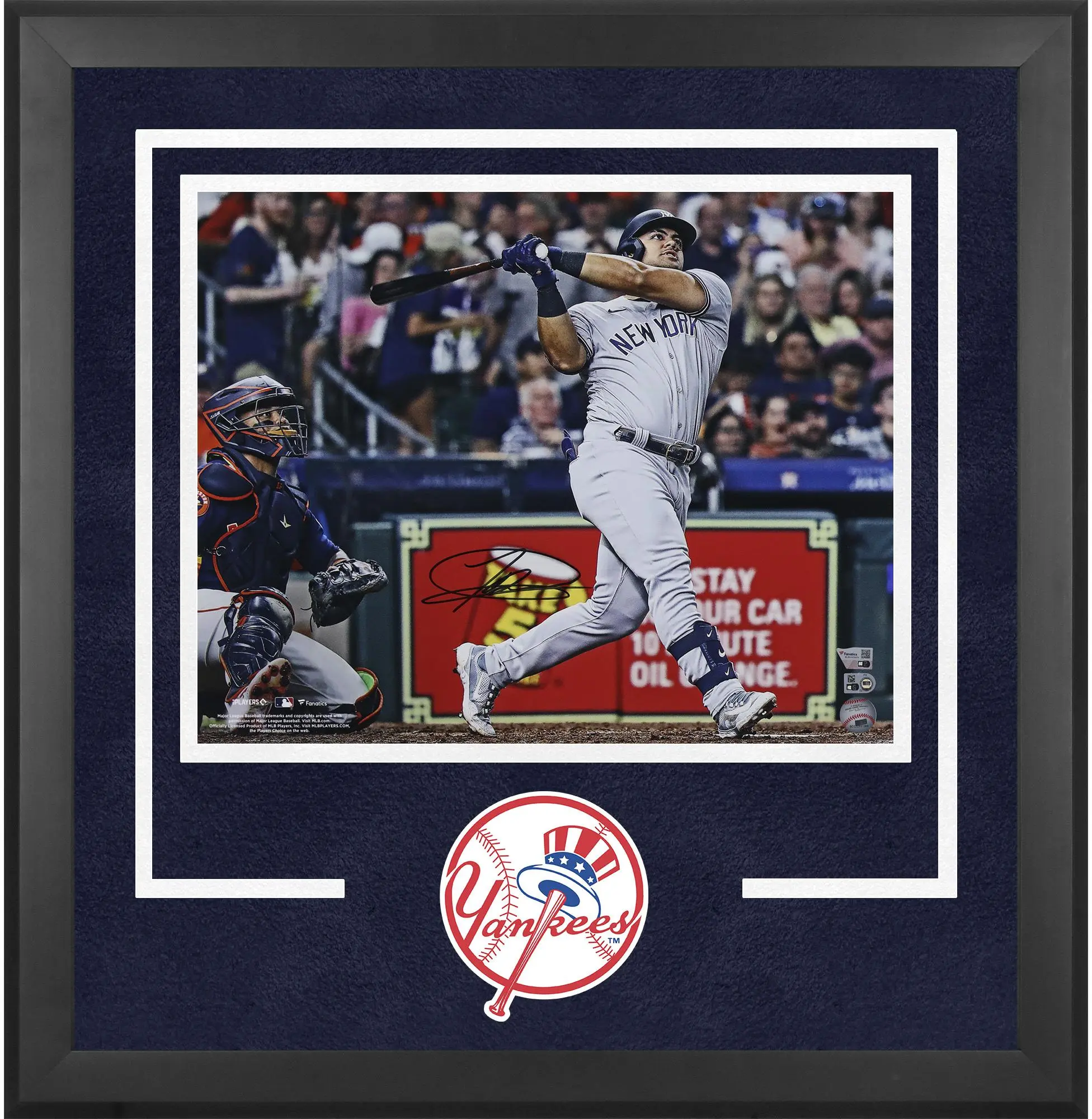 Jasson Dominguez New York Yankees Deluxe Framed Autographed 16" x 20" Home Run Photograph - Signed in Black Ink - Fanatics Authentic Certified