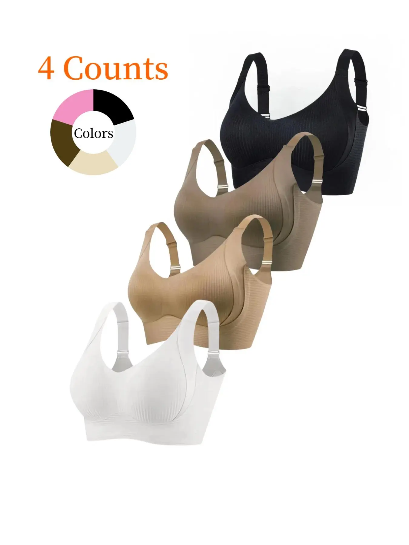 Women's Solid Color Bra, Minkmalist Comfortable Push Up Bra, Underwear for Women, Softness Underwear for All Seasons, Bras for Women, Womenswear, Wirefree Bra, Adjustable Bra, Wireless Padded Bras, Breathable Comfy Bra
