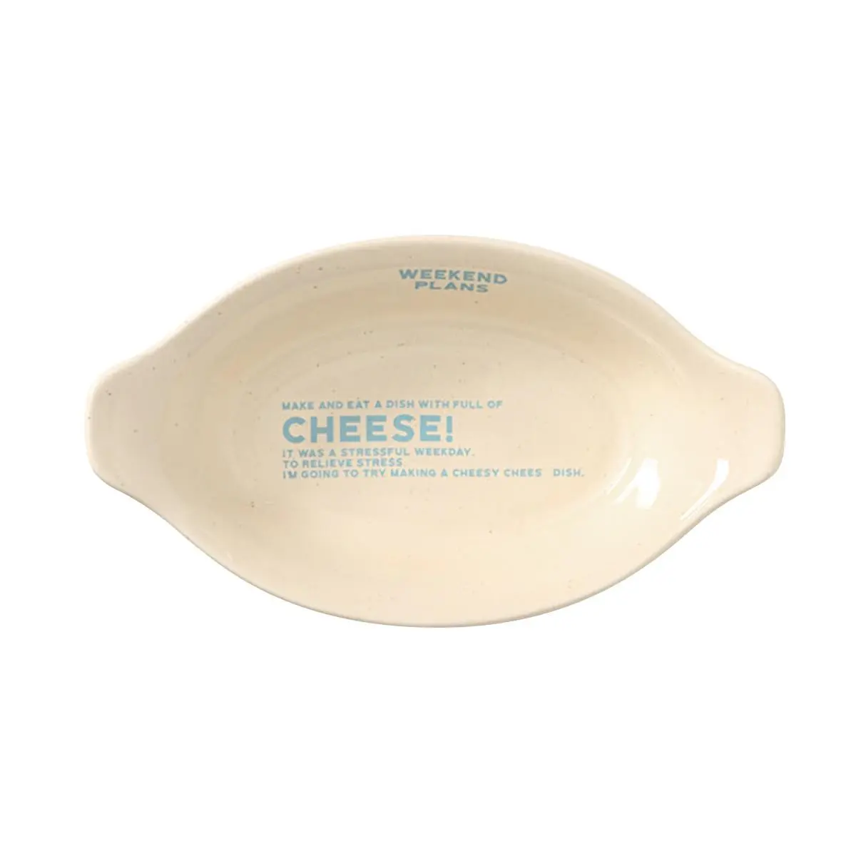 Momur Weekend Oval Baking Dish Butter Cream 21.5cm Ceramic Casserole Dish with Handles