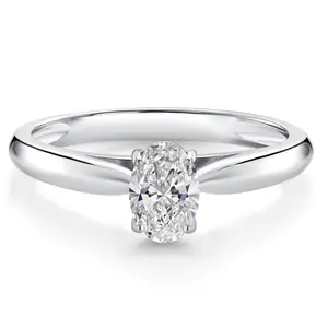 10K White Gold Gemstone Birthstone Solitaire Engagement Ring For Women | Oval 6X4MM | Wedding Anniversary Promise Ring | Sizes 5, 6, 7, 8, 9