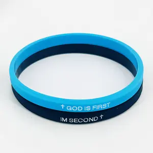 Blue Black GOD IS FIRST Bracelet IM Second Christian Cross Silicone Rubber Wristbands Couple Bracelets Jesus Faith Jewelry for Women Men