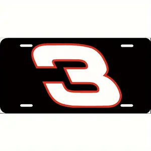 12X6 Inch Shiny Metal Front License Plate - Striking Red And White 3-Character Design, Ideal for American Cars, Resistant to Fading, Easy to Install And, Sporty Aesthetic, for Decorative Purposes Only