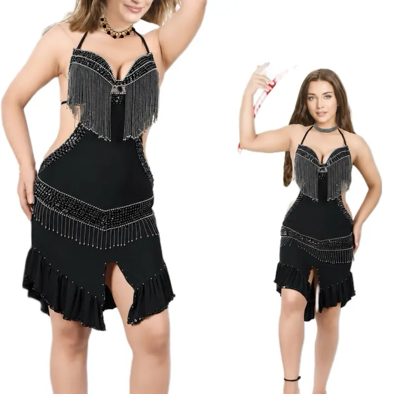 Women's Black Swan Sleeveless Belly Dance Costume Set - Tailored Fit Outfit with Accessories, Elegant Performance-Ready, Statement Look for Dancers