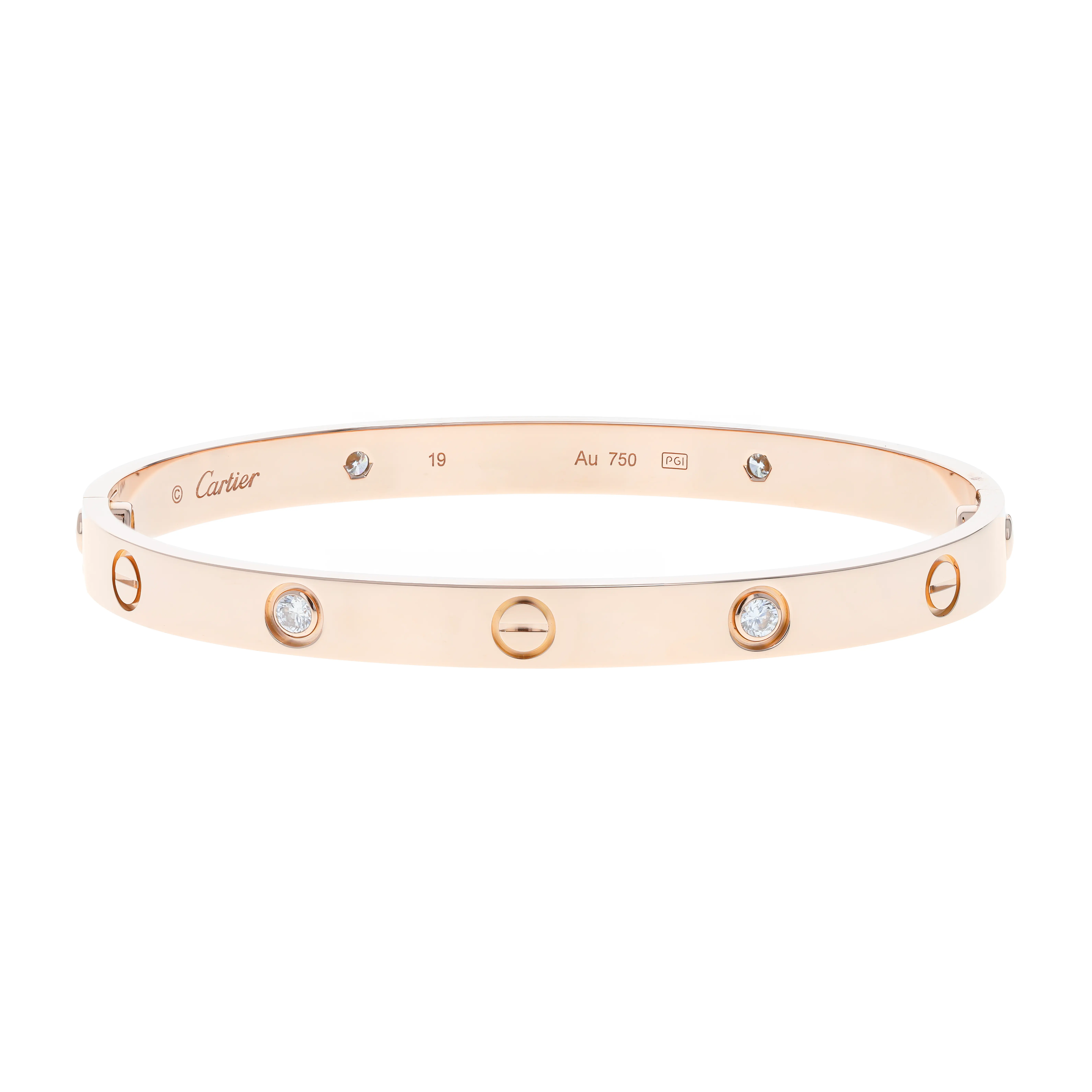 Pre-owned Cartier Love Bangle Bracelet Size 19