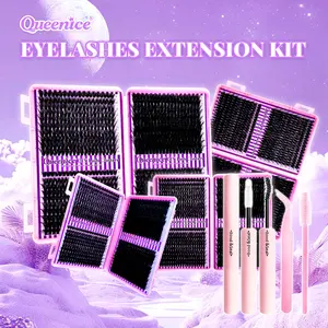 Fluffy Lash Extension Kit, D Curl Individual Lashes 50D/60D/80D/100D Mix 9–16mm, Thick & Long Natural Look, Reusable Cluster Lashes with Glue, Tweezers and Brush for Beginners