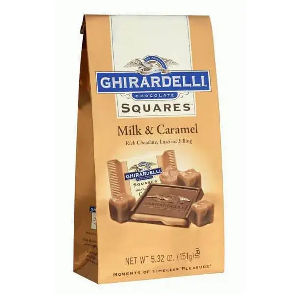 Ghirardelli Milk Chocolate Squares with Caramel Filling 5-Ounce Bags: 6-Piece Box