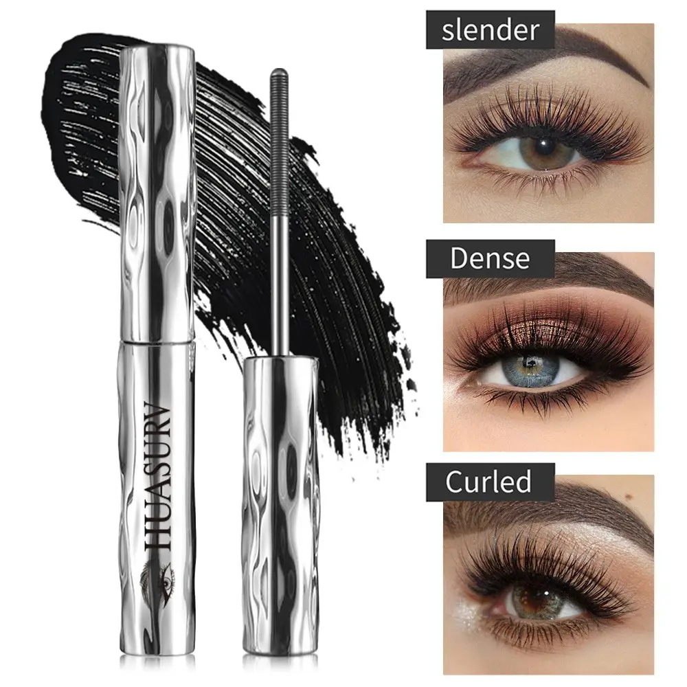 Huasurv Steel Tube Mascara, Volumizing Mascara, Voluminous Mascara, Tubing Mascara, Smudge Proof Mascara, Individual Eyelash Curler, Clear Long Curled Lashes, Waterproof Sweatproof, Easy Application