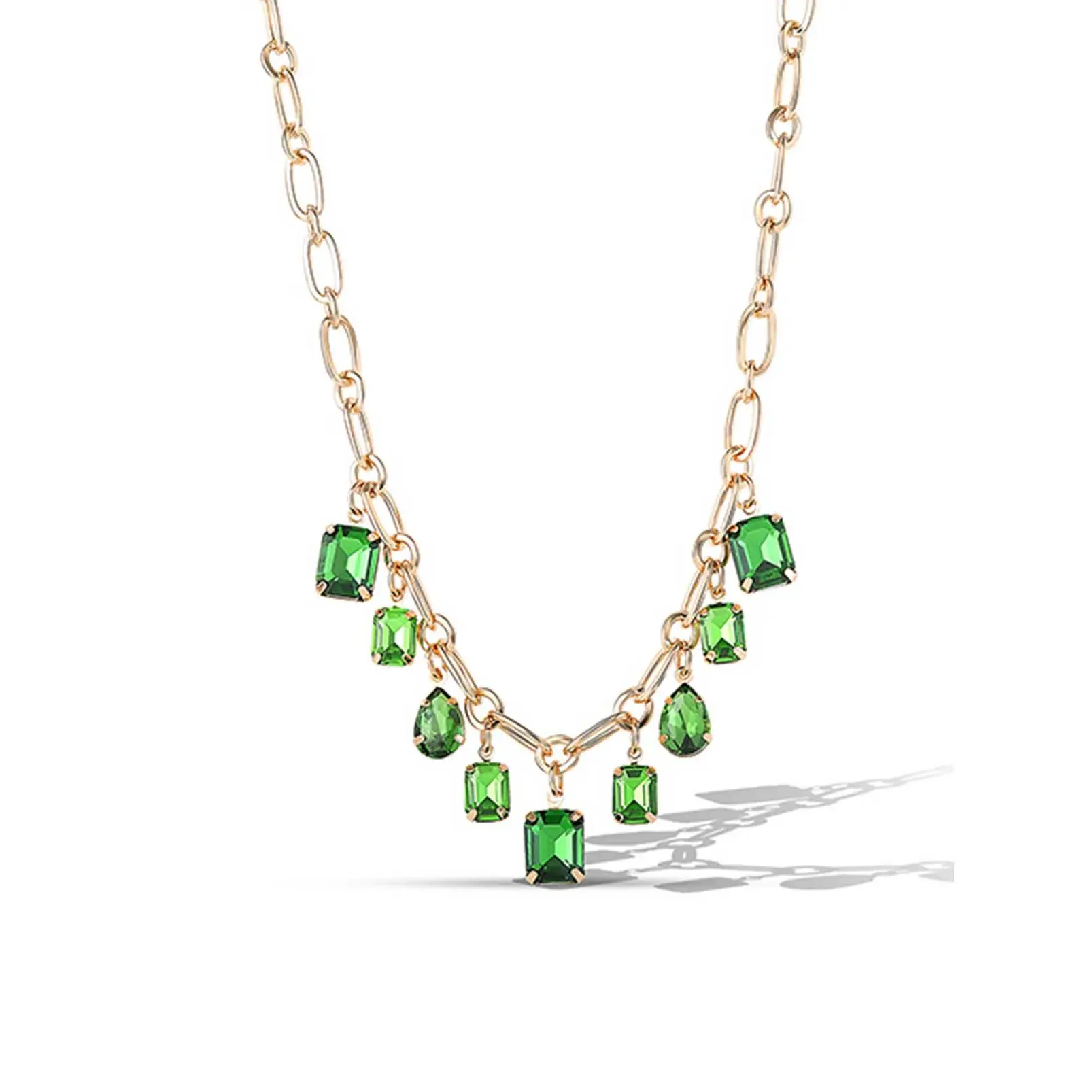 Gold Emerald Pendant Necklace