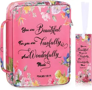 "Floral Bible Cover for Women – 10'' Portable Bible Carrying Case with Zipper, Pink Flower Design | Ideal for Bible Study & Daily Use" Set