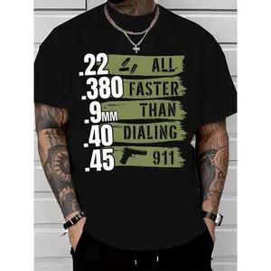 Trendy Men'S Graffiti Letter T-Shirt – Casual Crew Neck, Lightweight Fabric For Summer