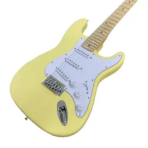 Butter Cream Yellow ST Guitar, Solid Wood Body Maple Fingerboard&Neck SSS pickup