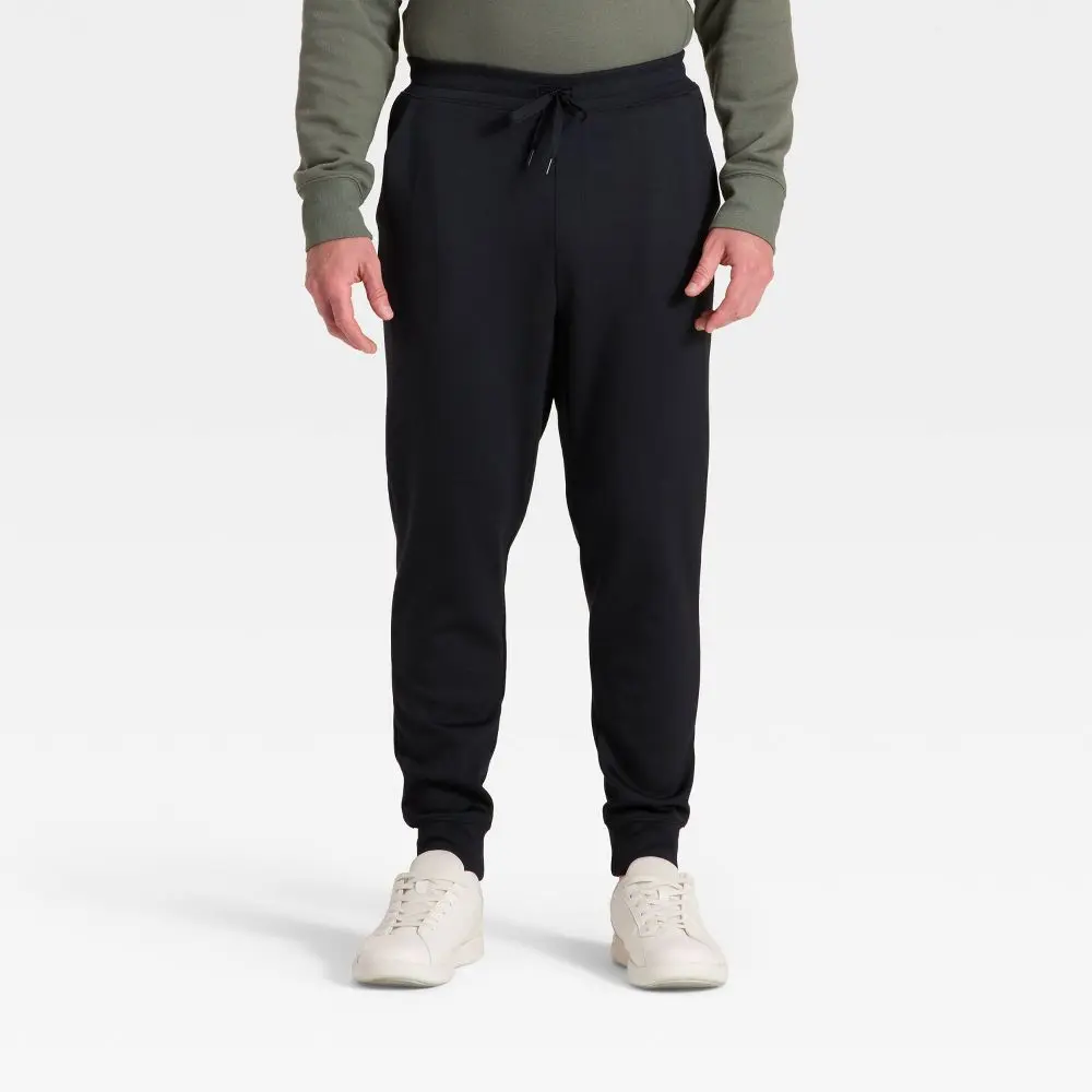 Men's Full-Length Sleek Spacer Fabric Jogger Pants with Drawstring Waist - All In Motion, Black, XXL