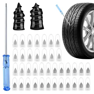 40Pcs Tire Repair Rubber Nails Kit with 2 Sizes for Car/Motorcycle/Truck/Tractor, Fast Self-service Screw Rubber Nail Vacuum Tire Puncture Repair Tool