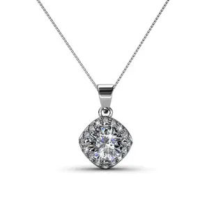 Celeste 18k White Gold Plated Pendant Necklace with Simulated Diamond Crystals
