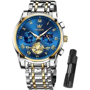 OLEVS Mens Watches Waterproof Stainless Steel Adjustable Bracelet Watch Quartz Analog Watch for Men Fashion Business Classic Mens's Wrist watch's Casual Watches Gold/Blue/Black/White/Face/Dial