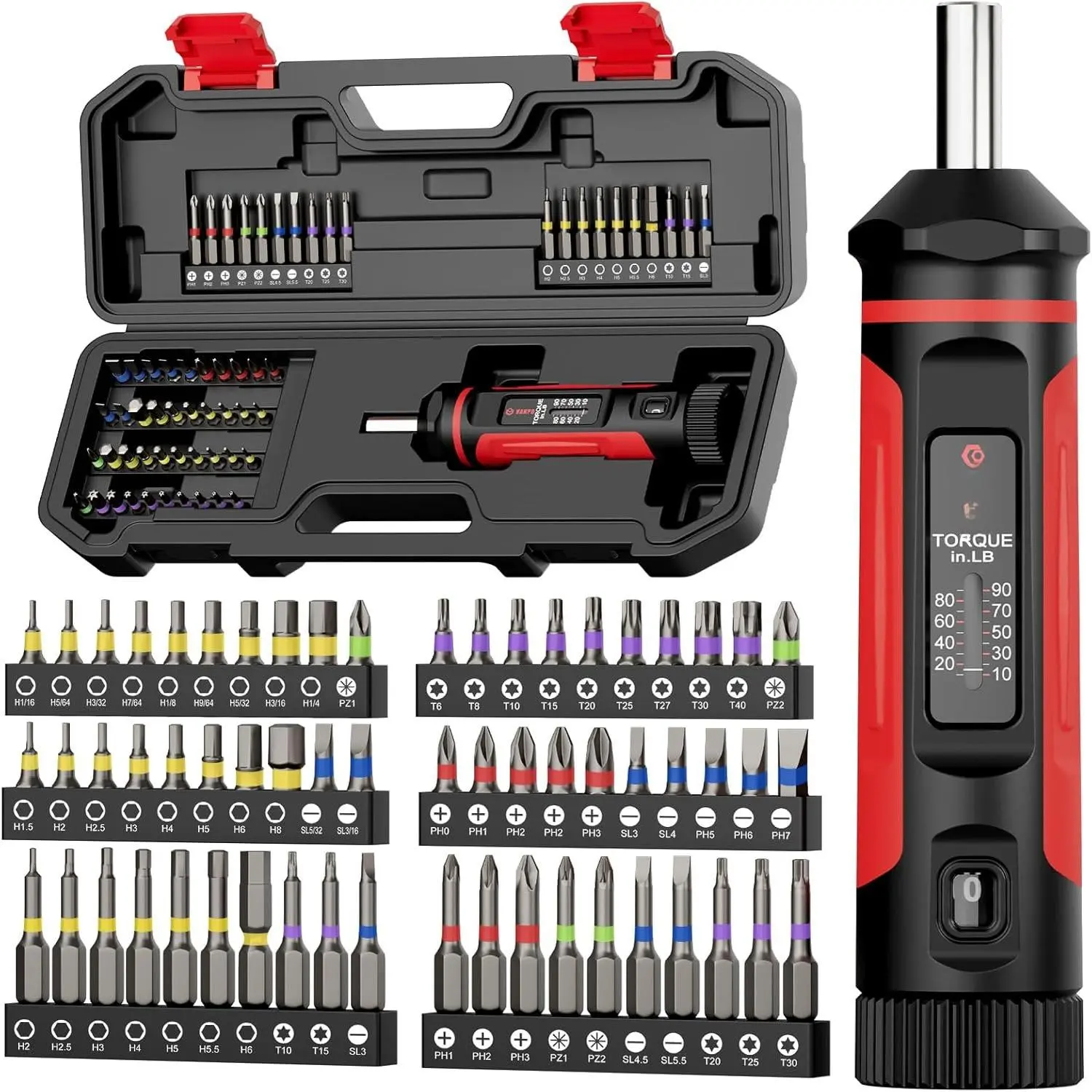 Torque , 10-90In-lb Torque Screw Driver Wrench Driver Set, 1/4" Drive Inch Pounds Torque Wrench  with 60 S2 Bits for Maintenance, Tools, DIY,  Repairing and Mounting