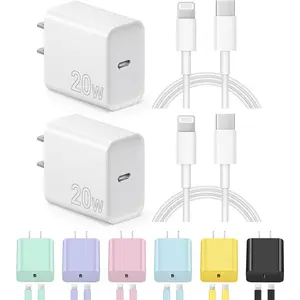 2-Pack 20W USB-C Charger with 6FT Cable for iPhone 14/13/12/11, iPad