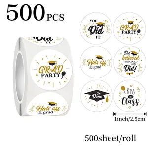 500 Stickers Per Roll, Graduation Hat Stickers, Graduation Gift Stickers, Phone, Computer, Notebook, Diary, Planner, Round Seal Stickers, Sticker Sheets
