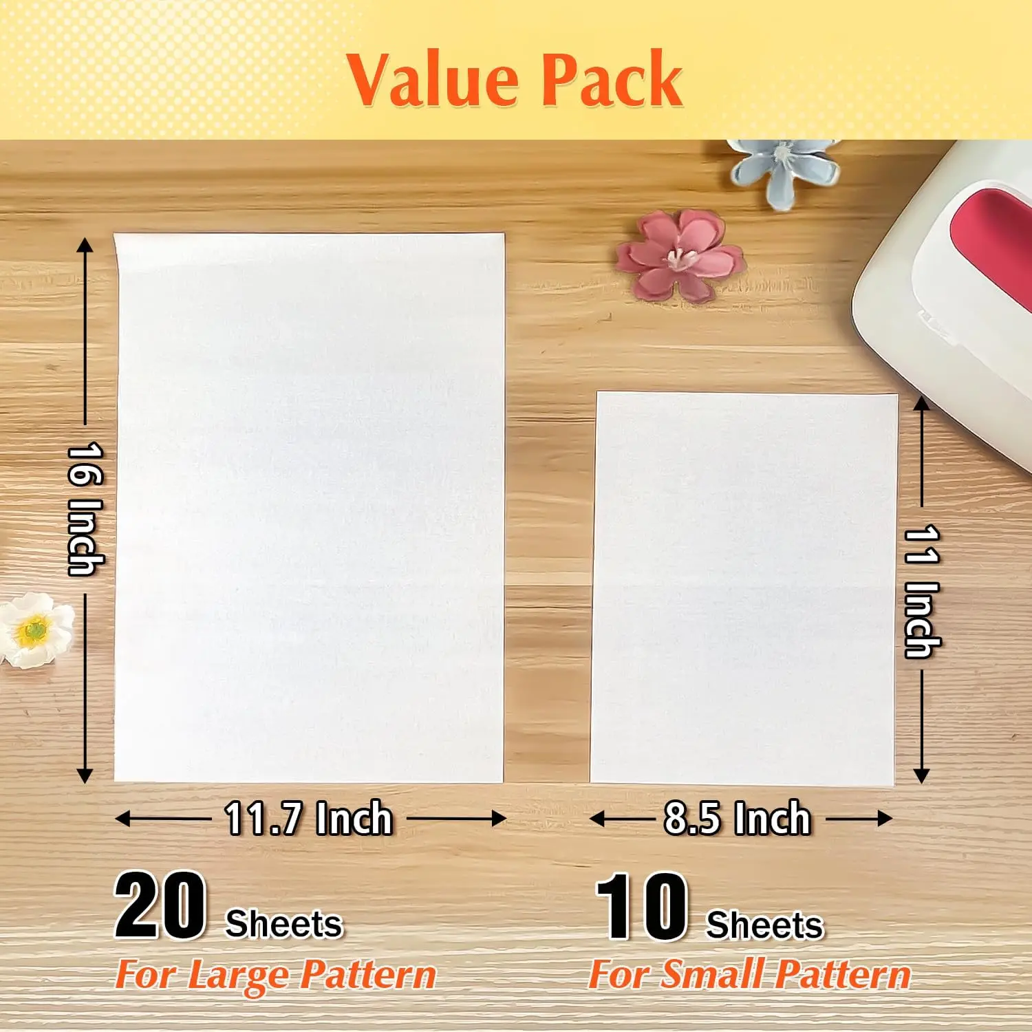 30 Pack PTFE Teflon Paper 16×11.7" 20 Sheets and Teflon Paper 8.5×11" 10 Sheets Mix Pack for Heat Press Heat Resistant Craft Mat,Sublimation Paper and Heat Transfer Paper Reusable