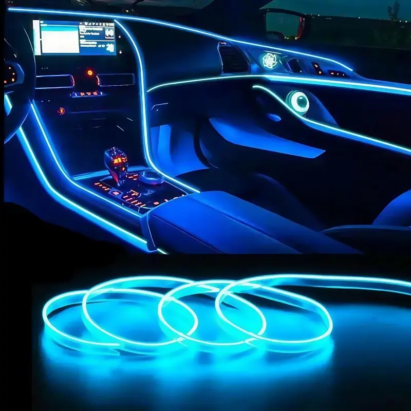 Car Atmosphere Light Strip 118.11 Inches USB Led Dashboard Car Ambient Lighting Car Atmosphere Lamp Ice Blue LED Neon Lights for Bedroom Bar DIY Decoration Car Led Lights Interior