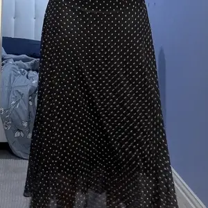 French Vintage High-Waisted Polka Dot Midi Skirt, Mesh Fabric, Flowy A-Line Design, Elegant Womenswear for Special Occasions, Flowy Skirts