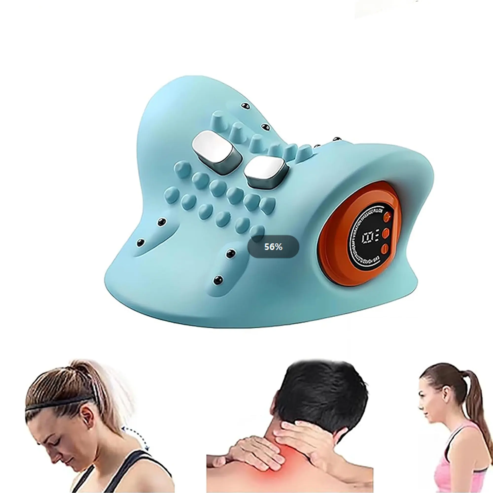 Cervical Massage Pillow, Neck and Shoulder Massager, USB Rechargeable Massagers, 3-Speed Heating and Vibration, Simulated Manual Massage, Relaxation Aid, Gift for Family Members, Portable Massagers
