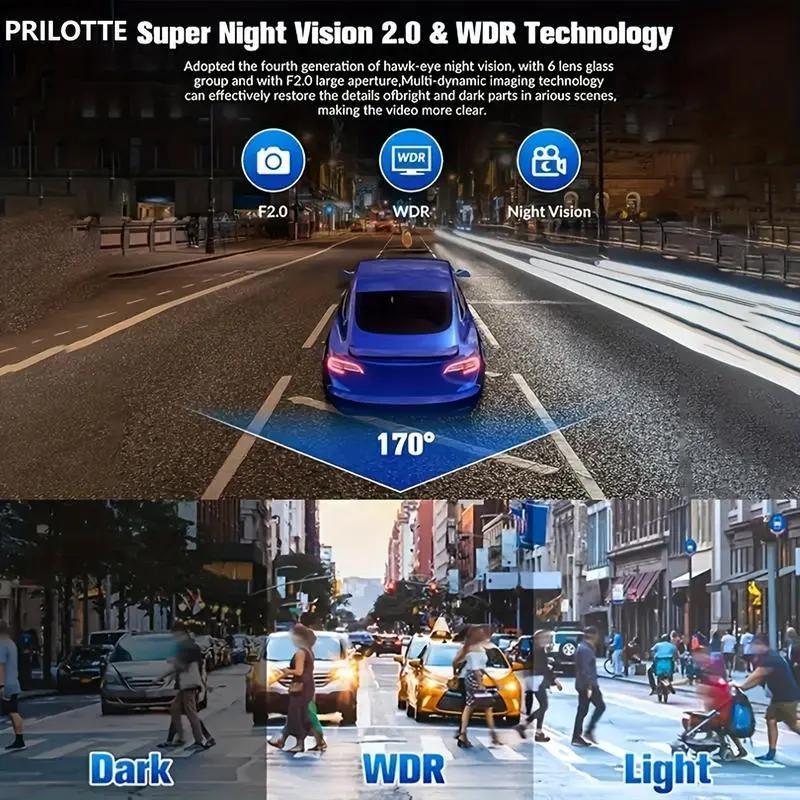 Full UHD Car Camera Front Rear with Free 64GB SD Card,HDR,Dashcam for Cars,Night Vision,Loop Recording,WDR,24H Parking Mode,Driving Recorder, No App