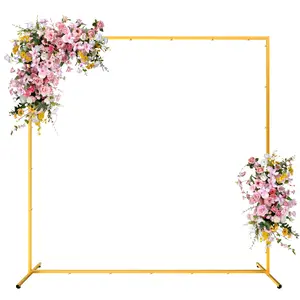 Gold Square Wedding Arch Stand, Freestanding Metal Backdrop Stand for Ceremony, Party & Event Decor