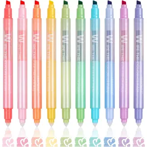 Erasable Highlighters, 10 Pastel Highlighters Assorted Colors, Dual Tip Cute Erasable Highlighter Pens No Bleed Through for Bullet Journaling, Bible Study, School Office Supplies