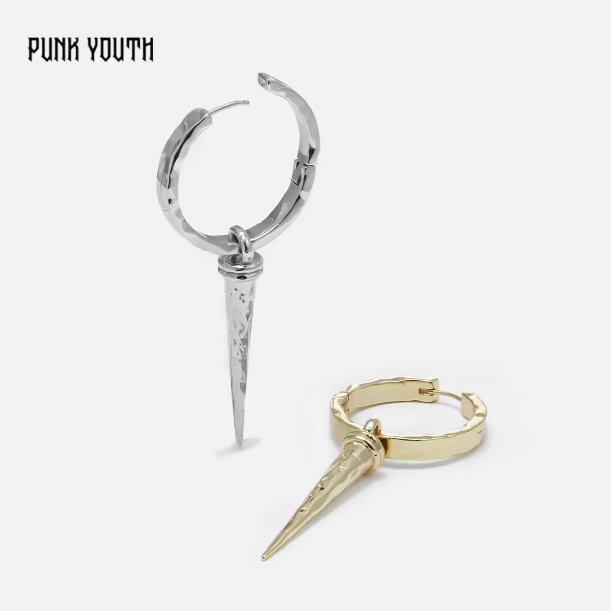 925 Sterling Silver Post HAMMERED SPIKE EARRINGS
