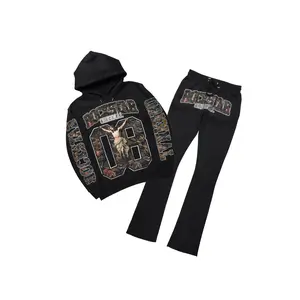 Fields Black Hoodie/Stacked Pant Track Set