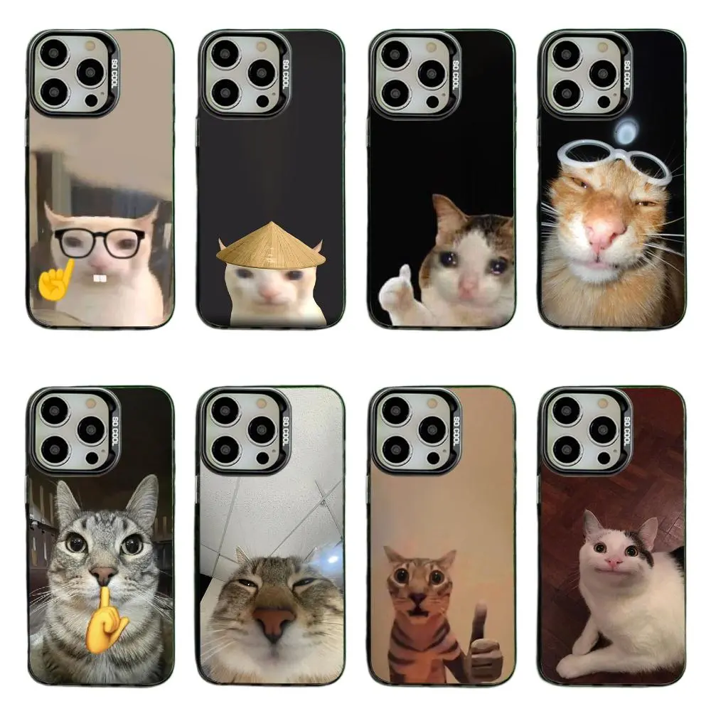 Cute Funny Cat Meme Smartphone Casing - Handheld Protection for iPhone 17,16,15,14,13,12,11 Pro Max Plus Air - Halloween Gift for Fans Phone Case for Electronic Devices, Accessories