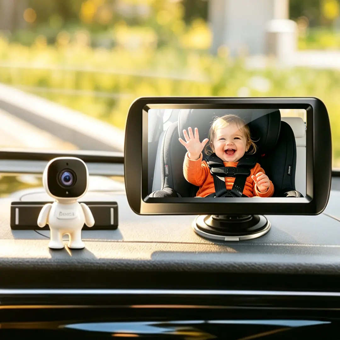 Baby Car Camera, Backseat Rear Facing Monitor with Night Vision, Tool-Free Easy Install Car Mirror Replacement for Infants & Pets