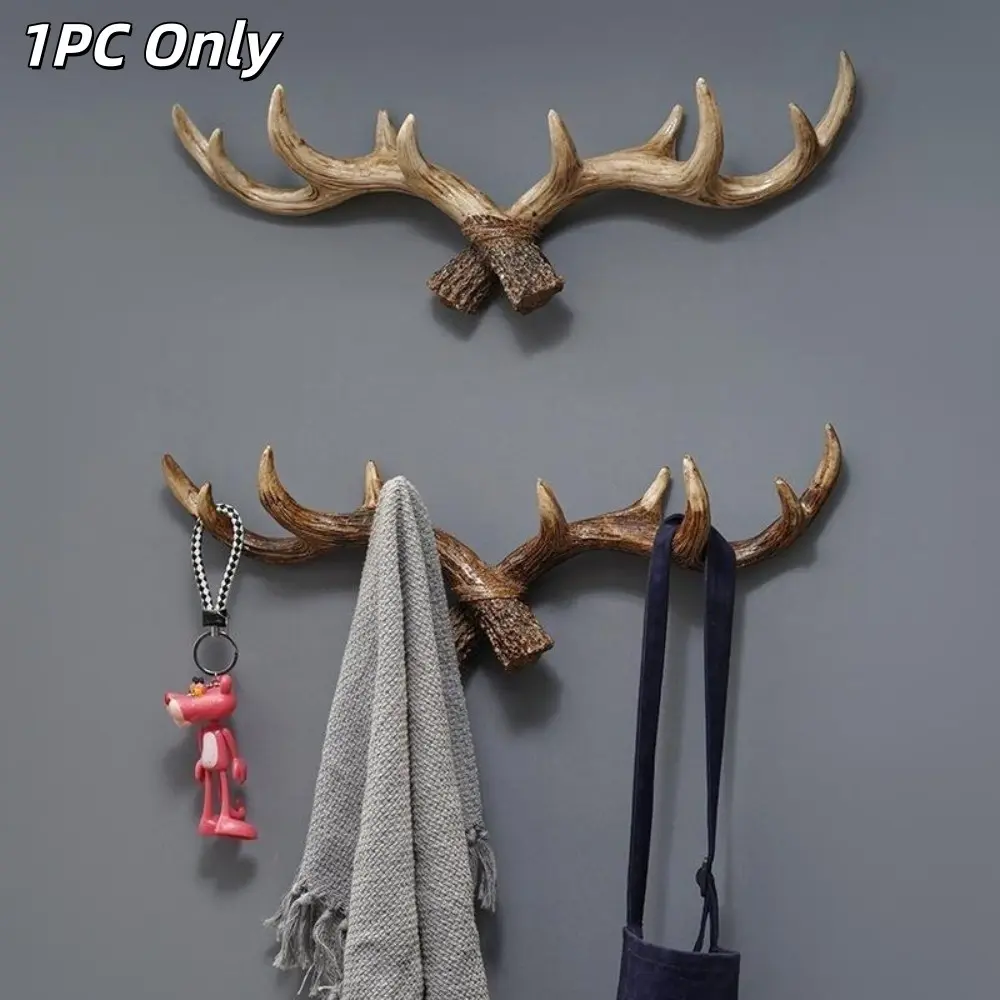 Deer Antler Christmas Wall Hook, Home Organizer Hook, Storage Hooks, Wall Hooks For Hanging, 1 Count Rustic Wall Mounted Hanger for Clothes, Towels, Scarves, Antler Decor for Home Living Room Bedroom