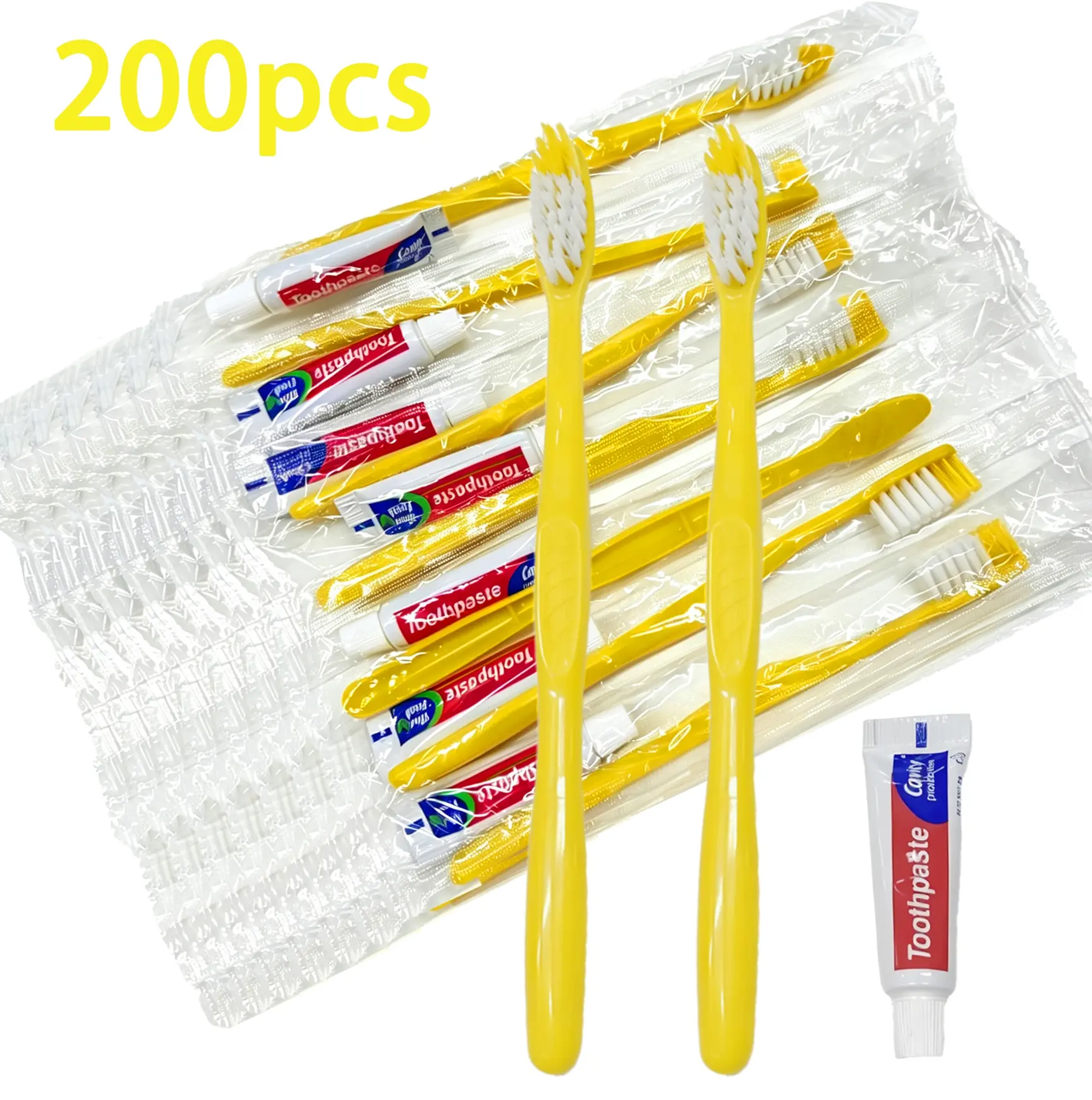 Adults' 200 Pcs Individually Wrapped Travel Size Toothbrushes - Lightweight Unscented Acrylic Plastic Dental Care Tools with Hollow Design, Portable Supplies for Charitable Organizations & Bright Smile