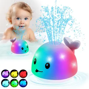 Whale Bath Toys, Light Up Water Whale Bath Toy Sprinkler, Bath Toys for Kids, Whale Spray Water Bathtub Toy, Pool Toys for Kids, Birthday Gifts for Boys Girls (Whale Grey)