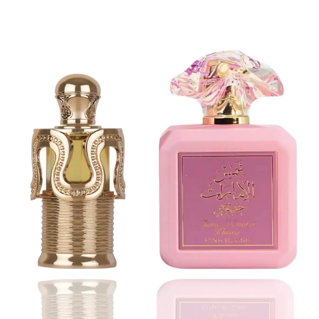 Lattafa Pink Blush Shams Al Emarat + Attar Maitha 2-Piece Men's Fragrance Bundle - Luxurious EDP with Fruity Floral, Long Lasting Scents, Fruity Floral Fragrances