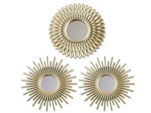 Round Wall Mirrors Pack of 3 Bedroom Home Decorative Mirror Living Room Modern Minimalist Decor Vintage Chic Gifts for Women Mums Frame Decoration